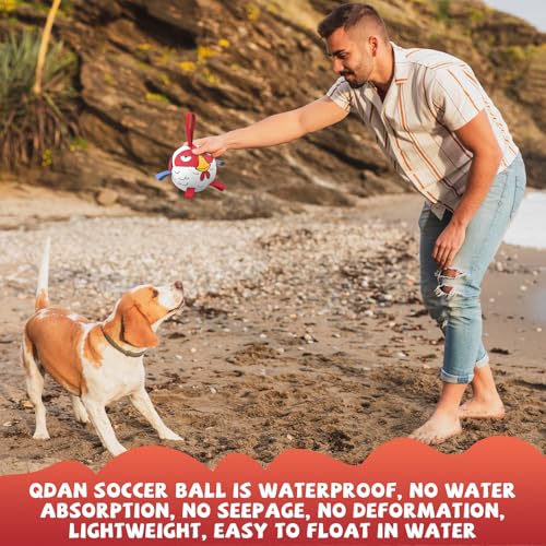 Image of QDAN Small Puppy Dog Soccer Ball with Straps, Durable Herding Toys, 5 Inch | Puppy Birthday Gifts For Dogs, Interactive Water Pool Toys, Pet Training Puppy Toys for 5-20lbs Dog Mentally Stimulating
