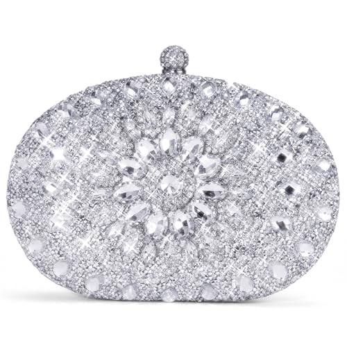 Image of RNIEGA Rhinestone Clutch Purses for Women Evening Wedding Formal Party Purses Crystal Diamond Glitter Sparkly Handbag