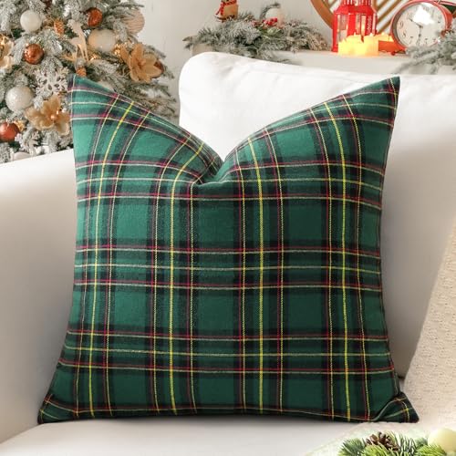 Schottische Weihnachtsdeko 27 Sungeek 1 Stück Weihnachten Schottisches Karo Kissenbezug, Plaid...