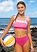 KANGKANG Girls Swimsuits Size 14-16 Pink Color Block Adjustable Straps 2 Piece Set Swimsuits for Teen Girl Bikini Size 15 Bathing Suits for Girls Size 16