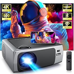 Projector With WiFi And Bluetooth,Mini Outdoor Projector,Portable Movie Projector 1080P 4K Support,Phone Projector Compatible with Android/iOS/Windows/TV Stick/HDMI/USB