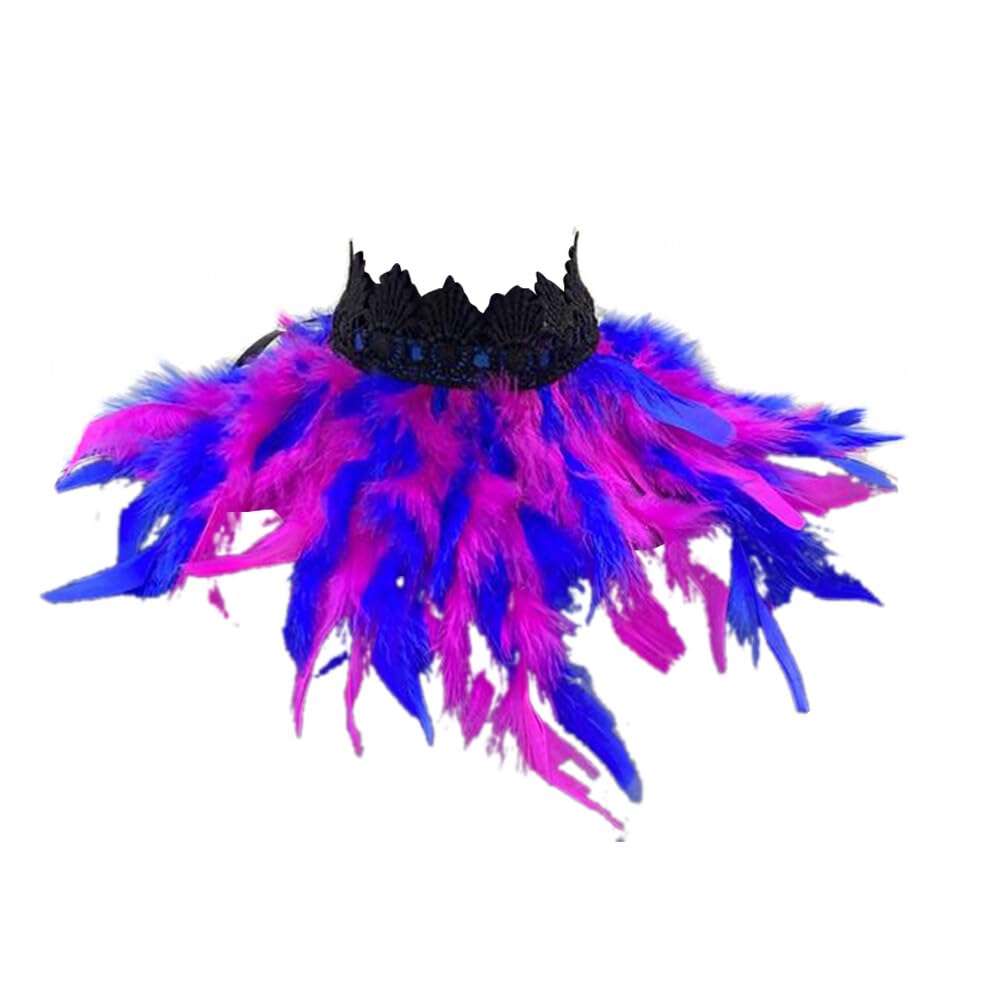 Uposao Feather Collar Shawl Feather Choker Cloak Natural Feather Collar Props For Cosplay Party Performance Model Walk Halloween Ball Feather Collar Shawl Props