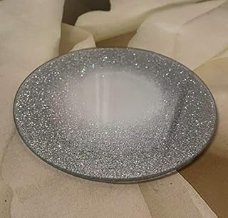 Glittery Silver Mirror Sparkle Glass Coaster Circle Bling Glitter Candle Plate Gift 15cm