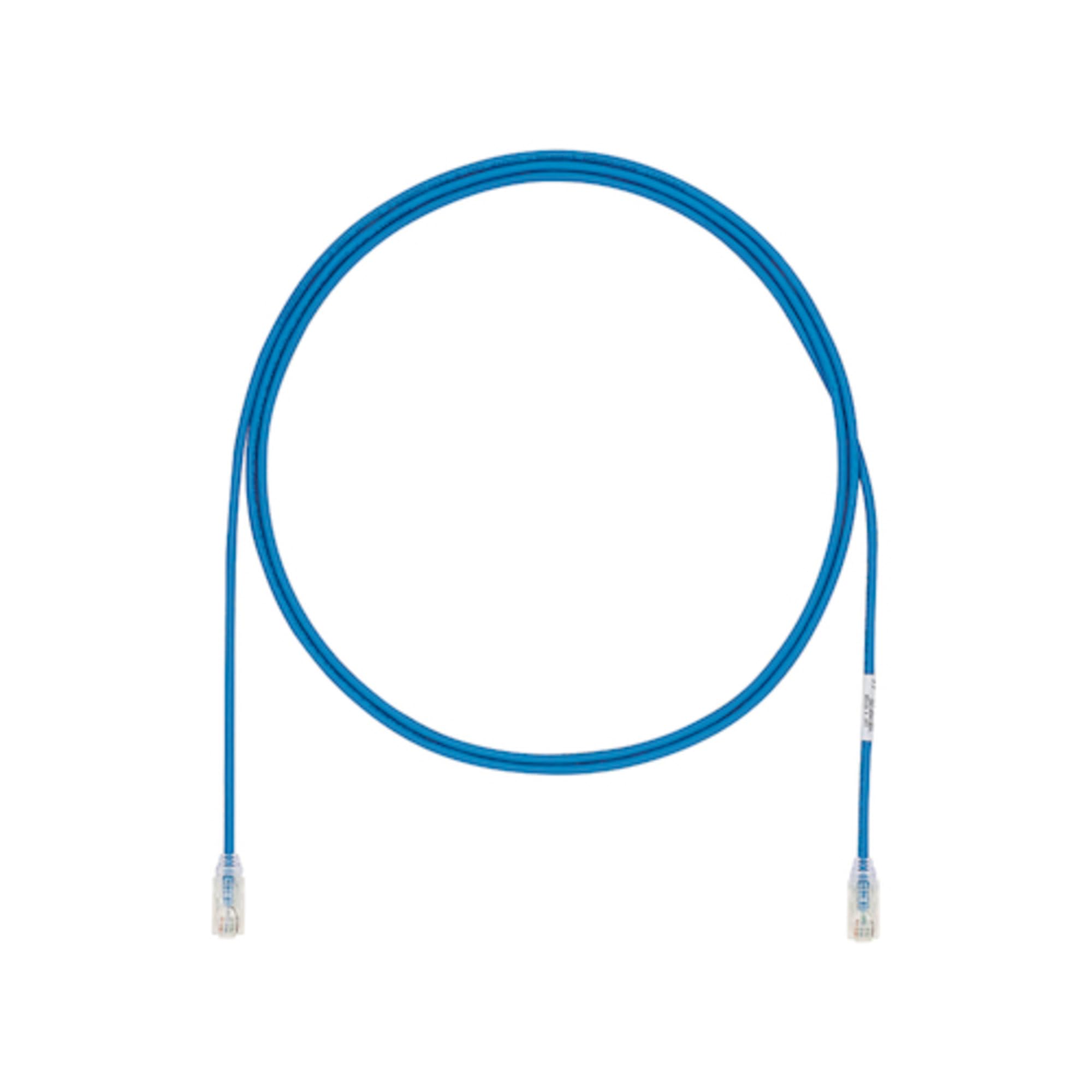 Panduit Cat 6A Patch Cord, 28 AWG, 20 ft, Blue, RJ45 Modular Plug, Small Diameter, RapidID Enabled