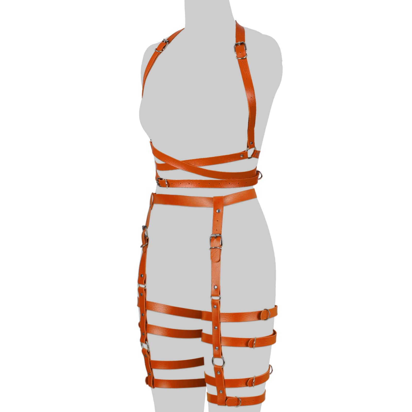 Leder Body Harness für Frauen Dessous Käfig Brust Strumpfband Set Punk Goth dehnbarer Stoff Halloween Rave