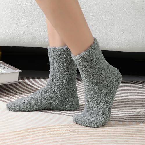 Image of Premillow Fuzzy Socks for Women, Winter Warm & Cozy Fluffy Socks Womens Ultra Soft Sleeping Slipper Sock for Women Gifts