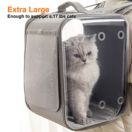 Image of Cat Backpack Carrier Large Pet Backpack Carrier, 17lbs Load-Bearing Ventilated Design Dog Backpack Carrier for Small Dogs, Sturdy Cat Bubble Backpack for Travel, Hiking & Outdoor Use, Grey