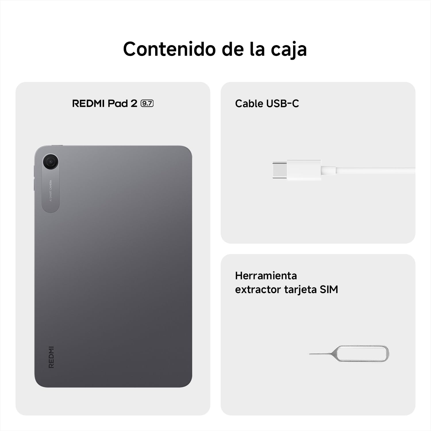 XIAOMI REDMI Pad 2 Tablet 9,7" 4+64 GB Pantalla 2K 120 Hz Snapdragon 6s Gen 2 Batería 7600 mAh Gris Grafito