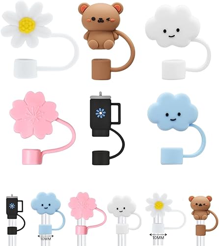 Tapas de paja de nube de 0.394 pulgadas para copa Stanley, 6 unidades, accesorios para popotes Stanley, tapones de silicona para popotes, fundas de