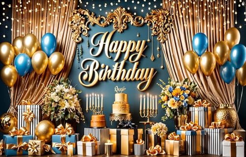 Image of Happy Birthday Backdrop Banner, Colorful Birthdays Banner Backdrop Happy Birthday Party Decorations Yard Sign Background for Kids Birthdays Party Indoor Outdoor Decorations (5x3.6ft)