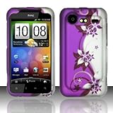 Purple Silver Vines 2D Silver Texture Faceplate Hard Plastic Protector Snap-On Cover Case For HTC Droid Incredible 2 ADR6350