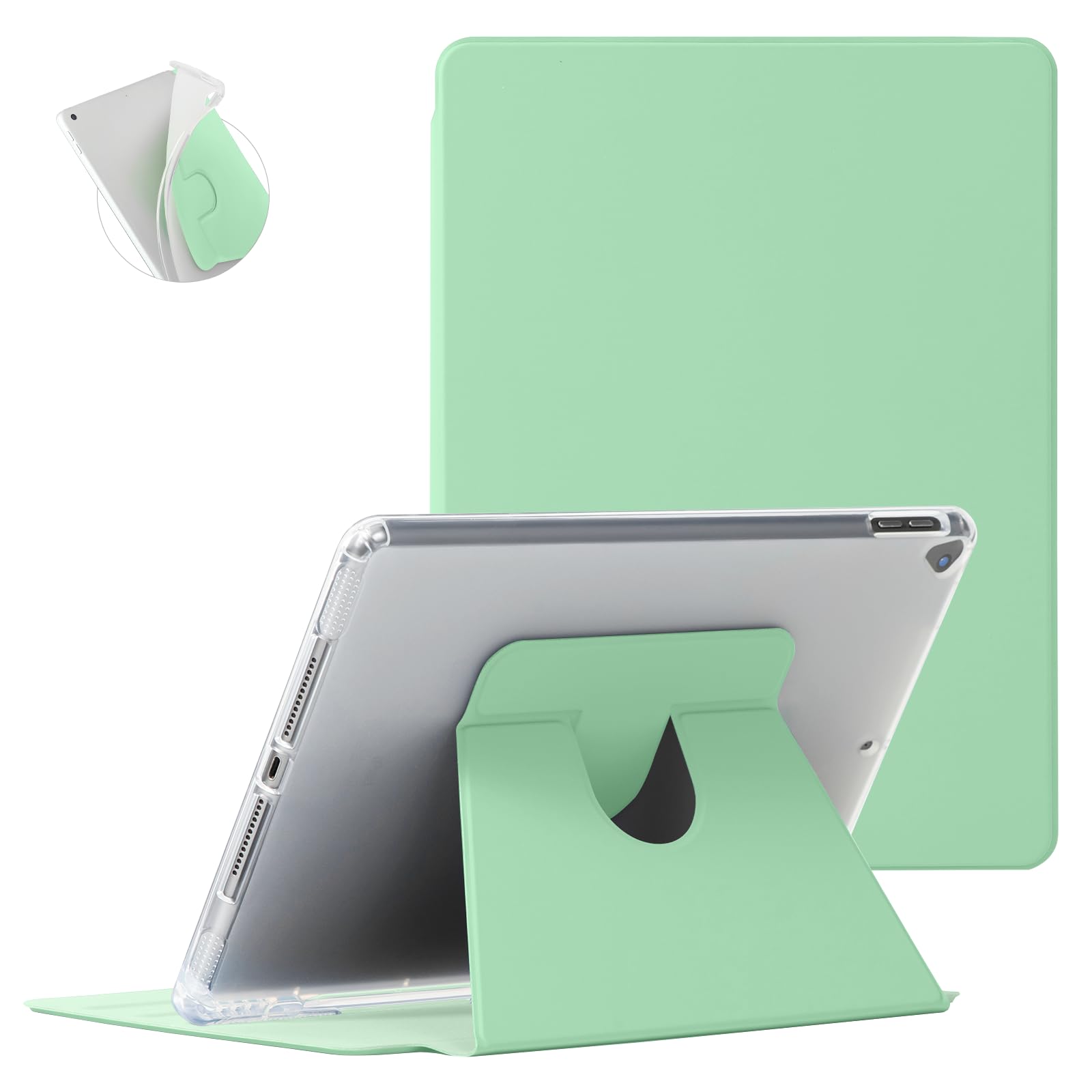 Custodia Girevole 360° Per IPad 10.2 Pollici (9ª/8ª/7ª Gen): Con Supporto Multi-Angolo, Cinghia E Spegnimento Automatico