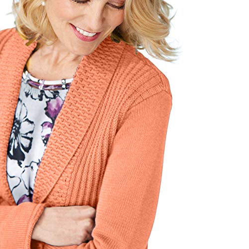 Cardigans for Women Long Sleeve Midweight Swingy Knit Cardigan Sweater W/Pocket-Coral (2X)3