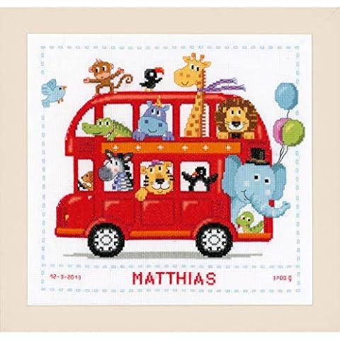 Vervaco Counted Cross Stitch Safari Bus, Fabric, Multi, One Size Cover