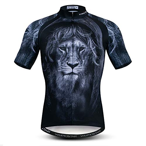 Cycling Jersey Men 3D Animal Lion Bike Shirt Short Sleeve,Reflective,3-Pockets,S-3XL