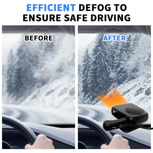 Moocuca Auto Heizung, 2-in-1 Heizung/Kühlung Autoheizung mit 360° Drehbasis, 12V 150W Tragbare Autoheizung, Heizung für Auto Schneller