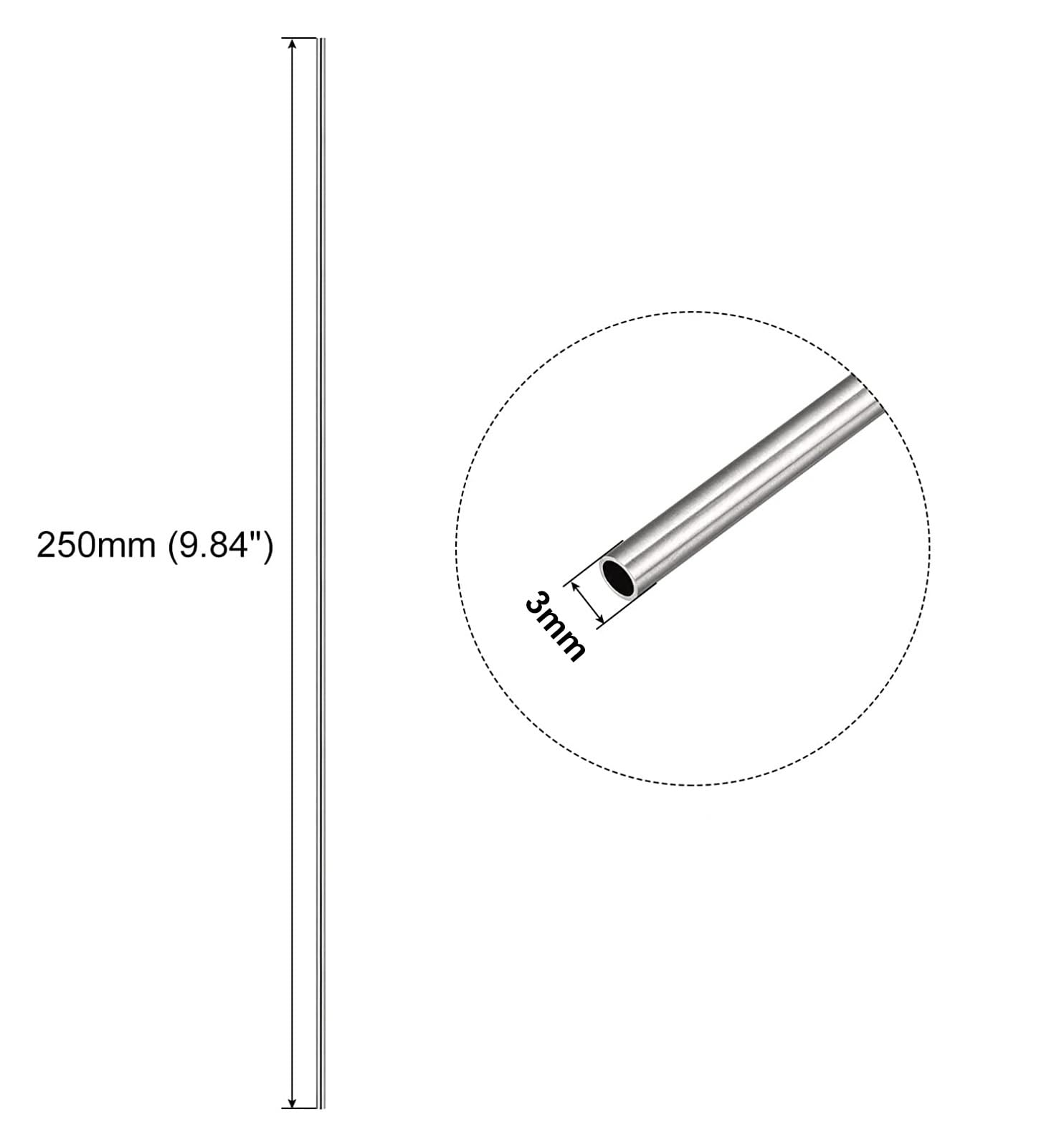 1/2/5 szt. Rurka kapilarna ze stali nierdzewnej 304(12x10x250mm 1pc)
