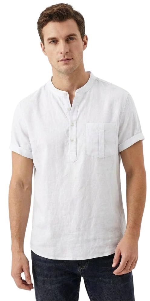 om designer Stylish Men’s Cotton Short Kurta Regular Fit Half Sleeves Solid Traditional Casual Wear with Front Pocket Lightweight Summer Comfort for Men-picture-12