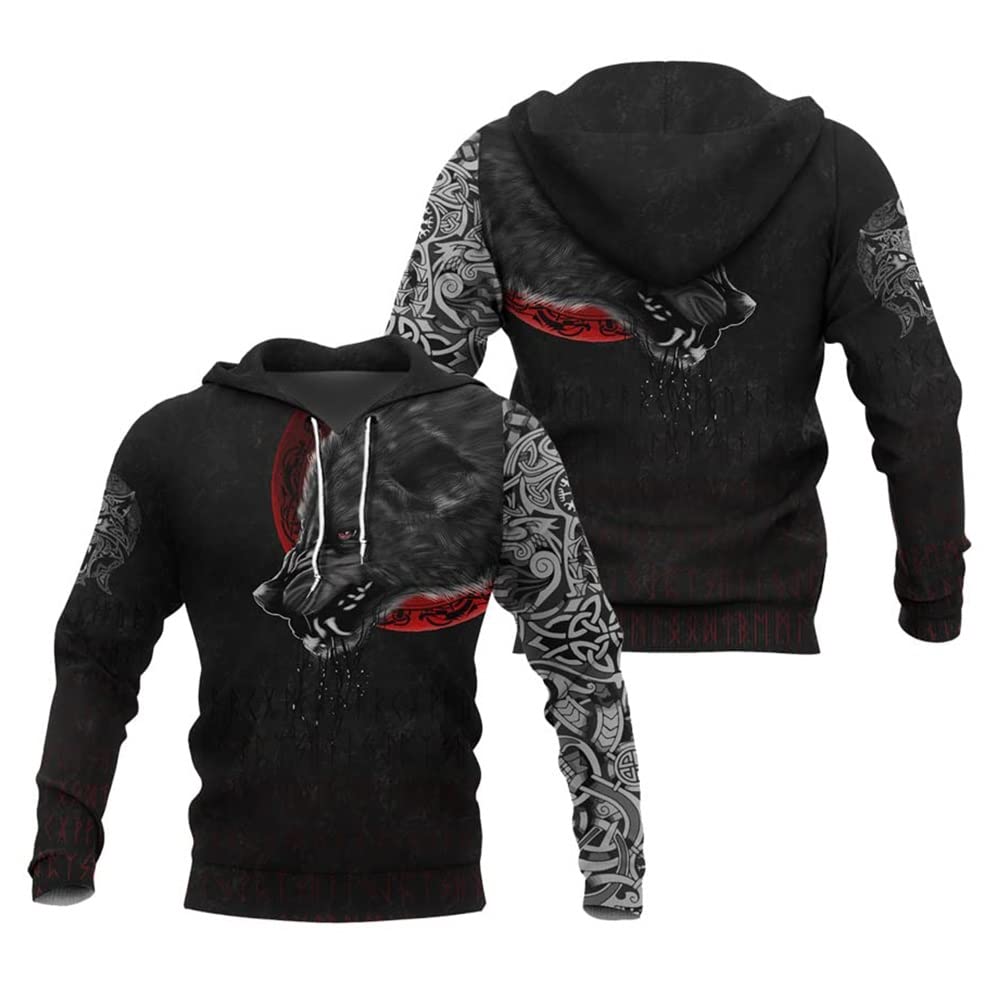 Zestaw swetrów z krótkim rękawem Nordic Viking Wolf 3D Printed, męska kurtka Fenrir Tattoo Graphic Casual Streetwear