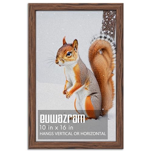 euwazram Rustic Walnut 10x16 Frame - Single Frame 10 x 16 Poster Frame for Artwork Puzzles Photos and Movie Posters Picture Frames