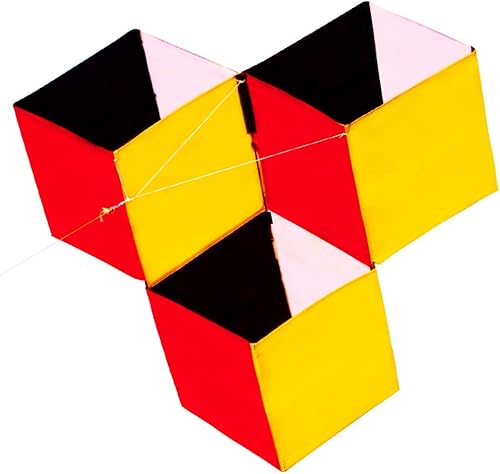 HENGDA KITE para niños y adultos, caja mágica 3D cubo cometa de una sola línea volar para niños juguetes al aire libre playa parque jugar