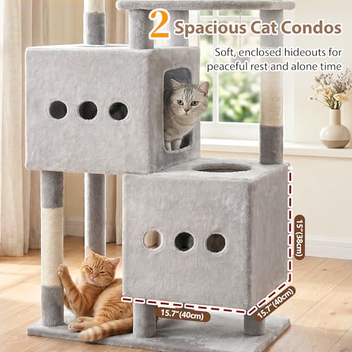 Árbol para gatos grande interior gris claro 74.8 in miniatura 2