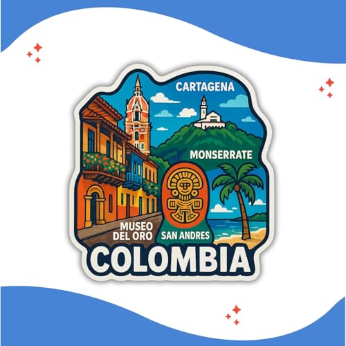 Image of Zesta Wooden Fridge Magnets Set | Refrigerator Decor Magnets for Kitchen | India Souvenir Fridge Magnet Collection | Wooden Magnet for Fridge Door Decoration (Colombia)