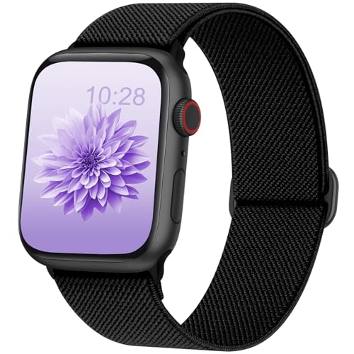 AMSKY Elastisch Solo Loop Band Kompatibel mit Apple Watch Armband 40mm 44mm 42mm 46mm 41mm 45mm 38mm 49mm Damen Herren, Textil Stoff für iWatch Armband Series 11 10 9 8 7 6 5 4, SE Ultra 3 2 1