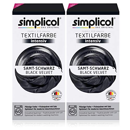 Simplicol 1818 Lot de 2 Tubes de Peinture pour Textile Intensiv (18 Couleurs) Velours Noir 1818 : Facile à colorier dans la Machine à Laver, kit Complet avec...