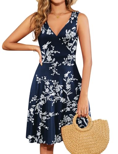 Image of WEACZZY Sundresses for Women,White Navy,S