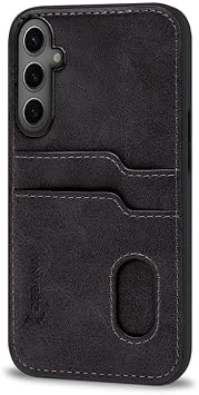 Case Compatible with Zebana Samsung Galaxy S24 Plus Luxury Leather Case with Zebana Card Holder Black