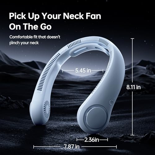 Image of JISULIFE Portable Neck Fan Upgraded: Neckbrace Hands-Free, 5-Speed 6000 mAh | 25H Max Runtime, Personal Wearable Bladeless Rechargeable Fan for Outdoor /Travel /Concerts, Gifts for Women Men - Light Blue