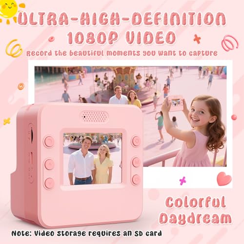 Kids Camera Instant Print, Gifts for 3 4 5 6 7 8 9 10 Year Old Girls Birthday Presents 1080P Video & 32GB SD 2.4'' Screen Instant Print Camera for Kids Toys for 3-10 Year Old Girl Gifts Xmas - Image 4