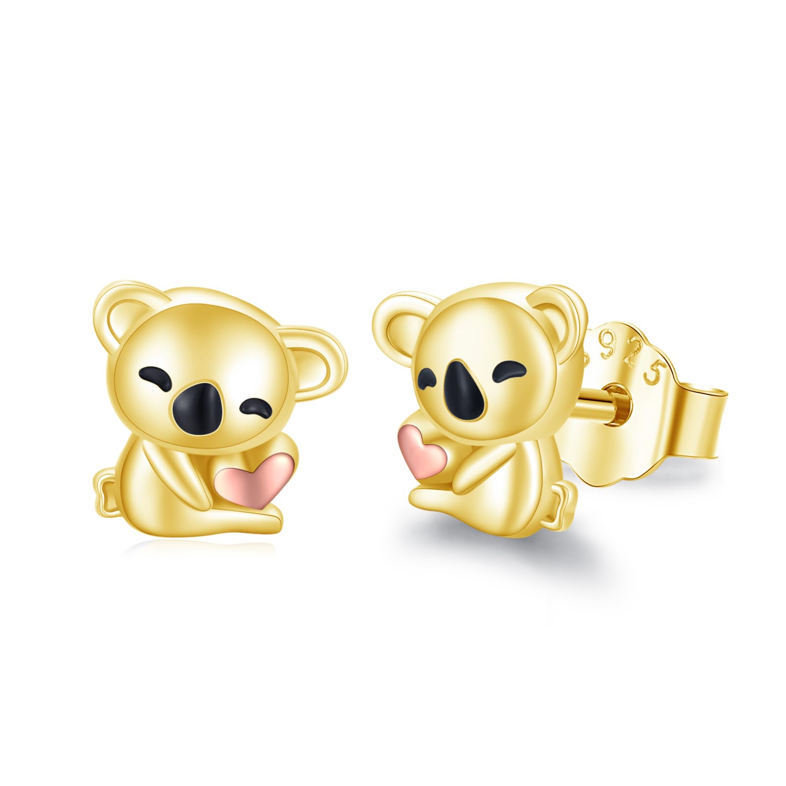 REDSUN - Orecchini a perno a forma di koala, in argento Sterling 925, con koala, con animali e koala, per donne, bambini