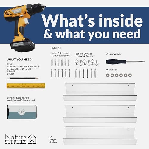 41 cm Acrylic Floating Shelves - 3 Pack for Home & Office - Image 4