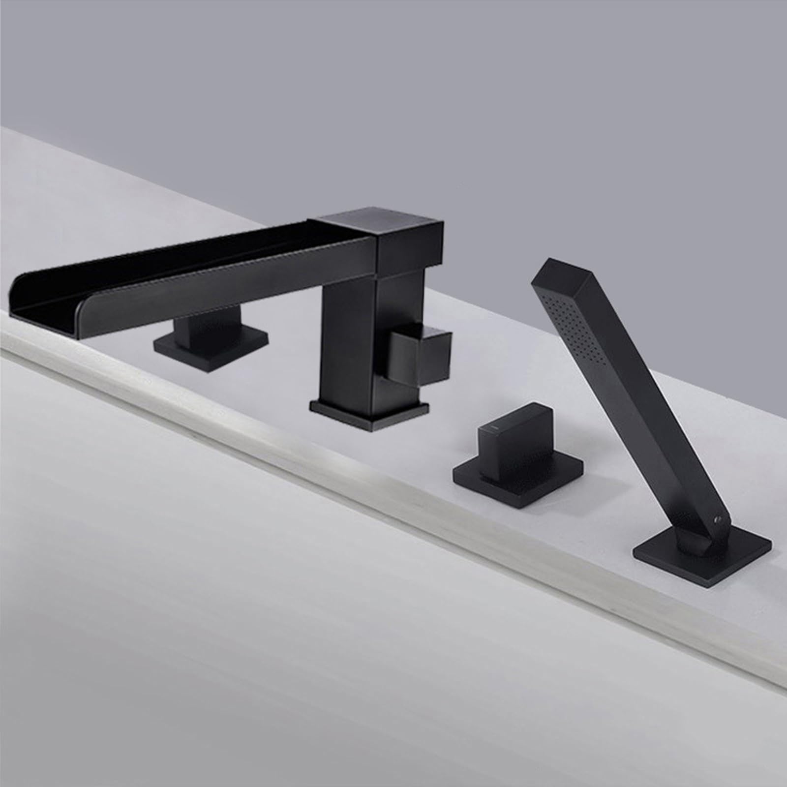 Robinet de baignoire noire avec mélangeur douche double poignée LWX