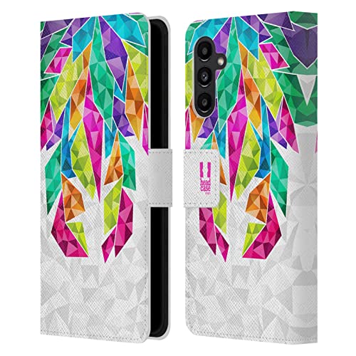 Étui Portefeuille Samsung Galaxy A13 5G Head Case Designs Cuir Plumes Géométriques