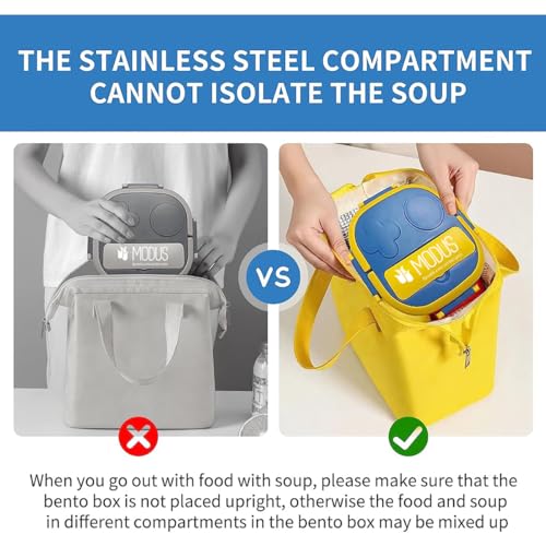 Marmita Termica Aço Inox com Garfo Lancheira Infantil 3 Compartimentos Adequada para Funcionários de