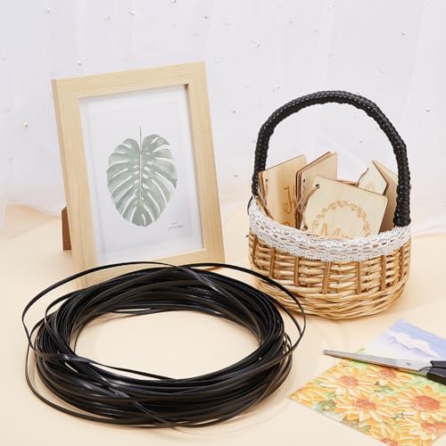 GORGECRAFT 5mm x 30m Rattan Weave Material Webbing Basket Wicker Weaving Reed Supply Synthetic Rattan Woven Furniture Repair Kit Plastic Cane Fix Vinyl for Garden Patio Bag Chair Sofa Supply Black - Image 4