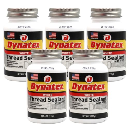 Image of Dynatex Thread Sealant with PTFE 4 oz Bottle - Non-Toxic, Non-Drying, Leak-Proof Seal, No Lead /Graphite, Ideal for Pipe Fittings (5-Pack)