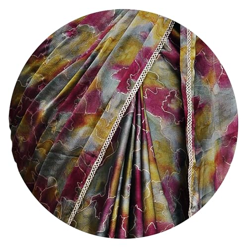 Image of MIRCHI FASHION Saree for Woman Chiffon Colorblock with Foil Work | Shimmer Festive Women's Sari for Wedding Functions and Ceremonies