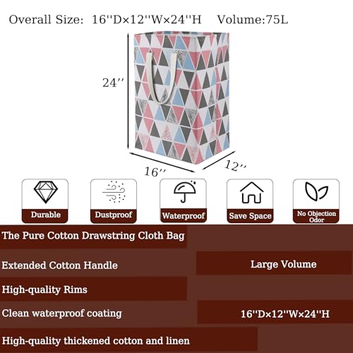 Image of 75L Waterproof Laundry Hamper Collapsible Laundry Basket Cotton Handle Laundry Bag Large Clothes Storage Toy Organization for Bathroom Bedroom Laundryroom College Dorms