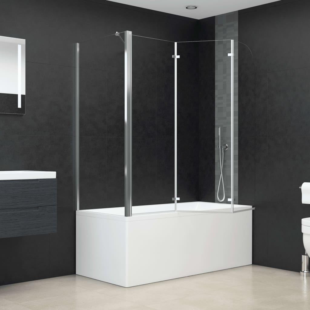 Mampara de ducha, 120 x 69 x 130 cm, accesorio de bañera plegable de cristal de seguridad con marco de aluminio para bañera
