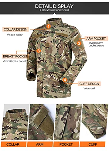 image for LANBAOSI Men's Tactical Jacket and Pants Military Camo Hunting ACU Uni
