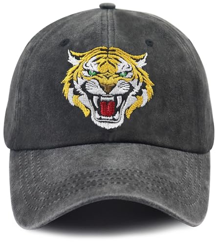 Embroidered Tiger Hat for Animal Lovers, Tiger Decor Baseball Cap，Fathers Mothers Day Retired Birthday Gifts for Dad Mom Men Women Gigi Auntie Mimi Black