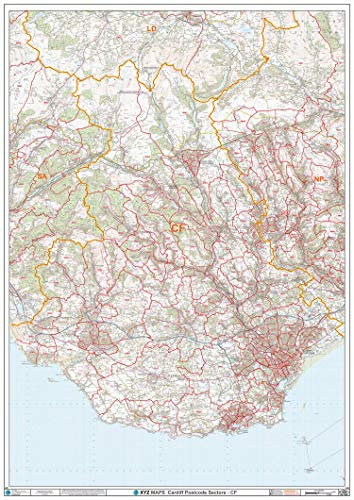 Carte murale Cardiff CF code postal pour organiser vos livraisons de bureau