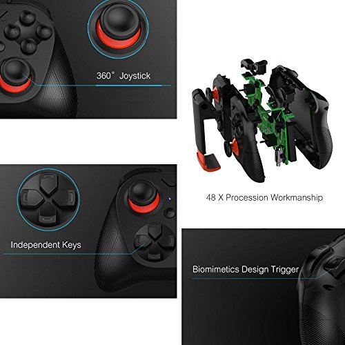 TNP Bluetooth Game-Controller Wireless Gamepad Joystick Joystick mit Handy-Clip für Android Samsung S7 S6 Edge Note 5 Nexus LG Smartphone Tablet Emulator Gear VR Windows PC via BT HID Protokoll - Image 5