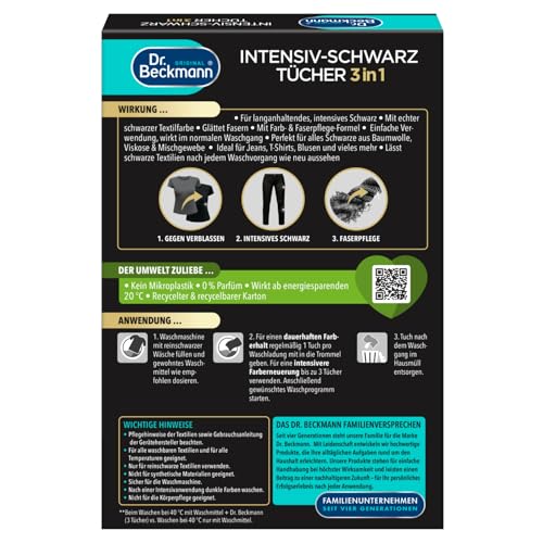 Dr. Beckmann Intensiv-Schwarz Tücher | Für intensives schwarz und glatte Fasern | 6 Tücher