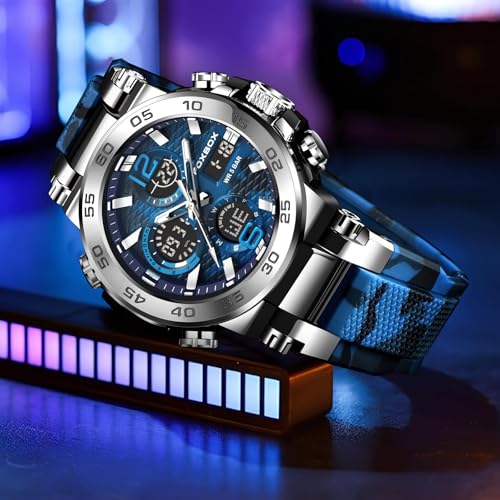 Image of LIGE Quartz Watch for Men Waterproof Big Dial Analog Digital Sport Multifunction LED Backlight Fashion Wristwatches Stopwatch Calendar Men
