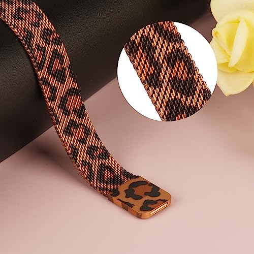 Vancle Strap compatible with Fitbit Inspire 3 Straps for Women Men Stainless Steel Mesh Loop Adjustable Wristband Replacement Band (Leopard) - Image 3